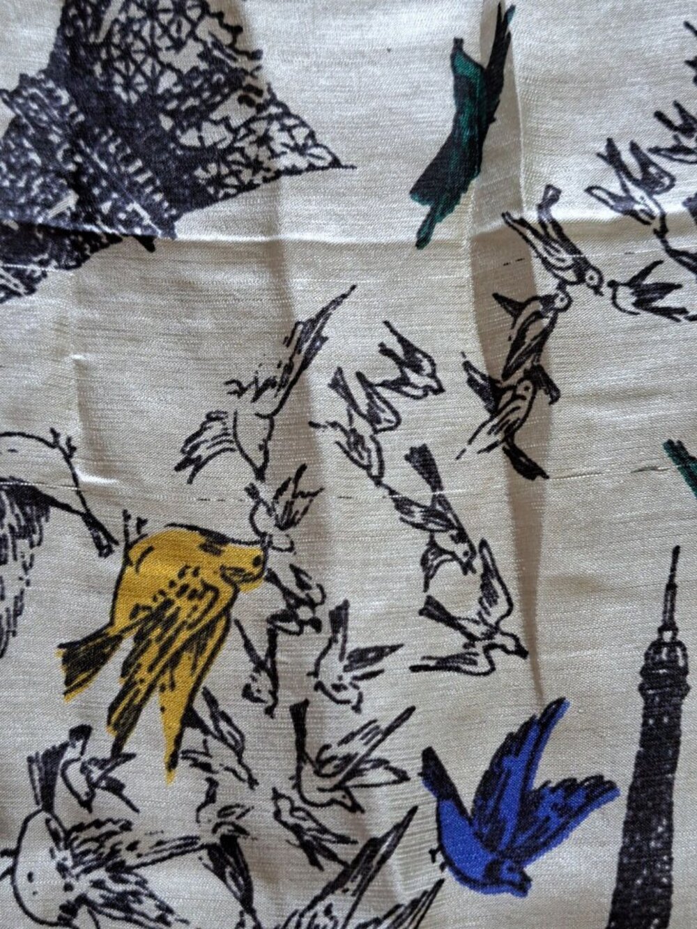 Silk Eiffel Tower Scarf Birds Parisian AngedOr Design Lightweight Paris Luxury - Picture 5 of 12
